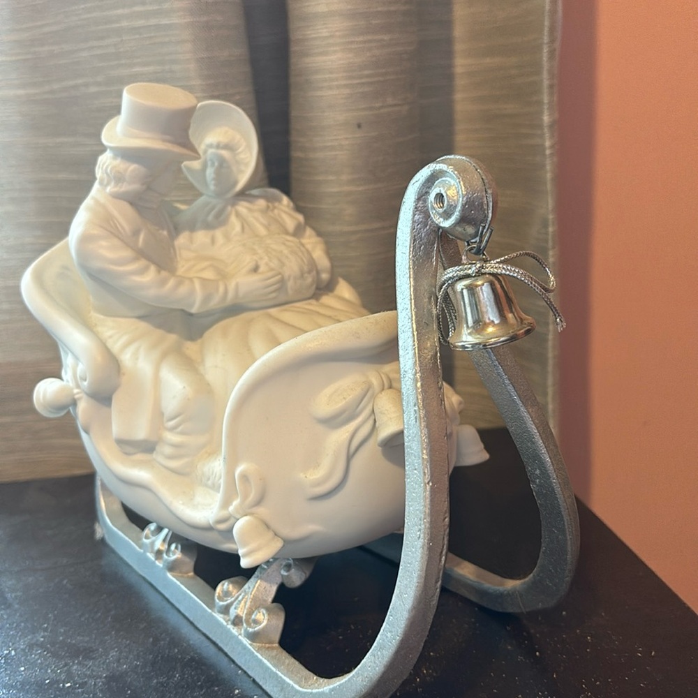 Vintage Department 56 Winter Silhouette Porcelain Figurine Sleigh Ride.